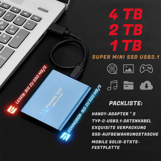 Hochleistungs-Externe bis 4 TB SSD USB-C